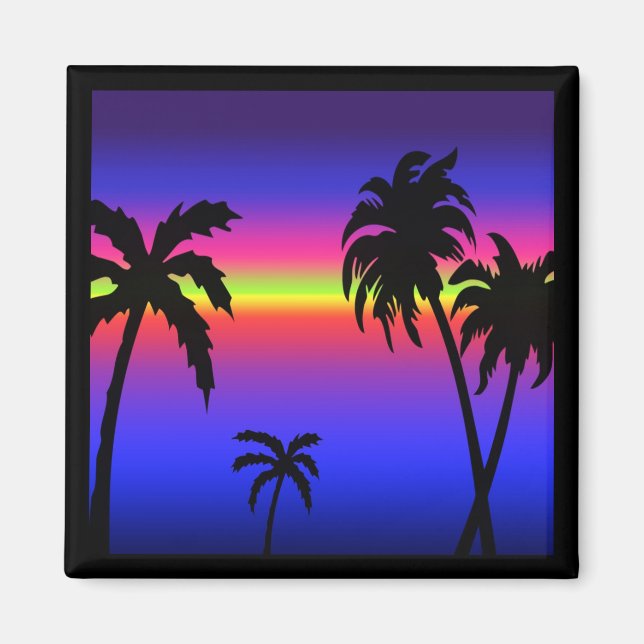 Palm Trees Tropical Sunset Magnet (Front)