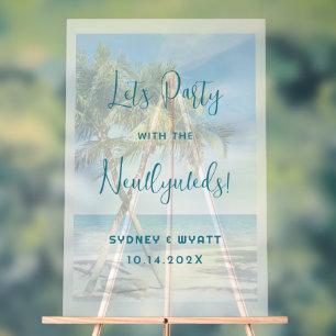 Palm Trees Tropical Wedding Reception Welcome Acrylic Sign