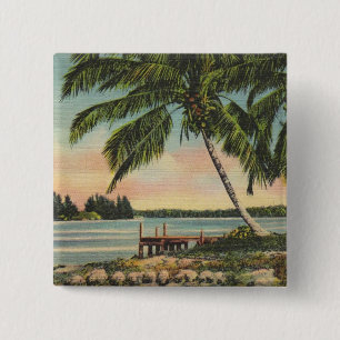 palm trees vintage 15 cm square badge