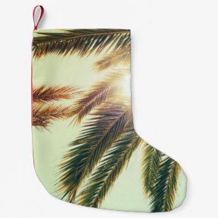 Palm Trees, Vintage Toned Sky. Small Christmas Stocking