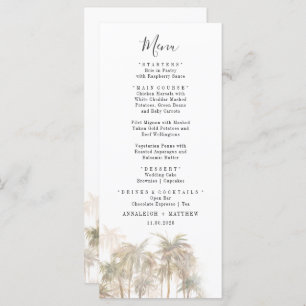 Palm Trees Watercolor Coastal Wedding Menu