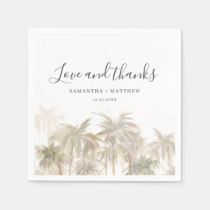 Palm Trees Watercolor Coastal Wedding Napkin