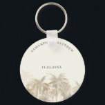 Palm Trees Watercolor Tan Coastal Wedding Favor Key Ring<br><div class="desc">Palm Trees Watercolor Tan Coastal Wedding favor keychain that you can easily customize for your special day. Completely repurpose for other important events in your life by clicking the "Customize this" button</div>
