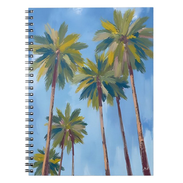 Palm Trees Watercolor Tropical Painted Notebook (Front)