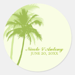 Palm Trees Wedding Classic Round Sticker
