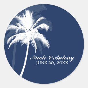 Palm Trees Wedding Classic Round Sticker