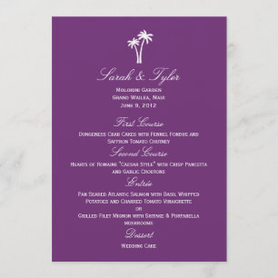 Palm Trees Wedding Menu Card - Purple