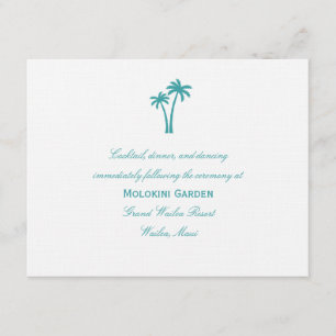 Palm Trees Wedding Reception Card - White/Aqua