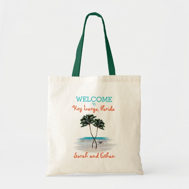 Palm Trees Weekend Wedding Welcome Tote Bag (Front)