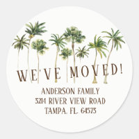Palm Trees We've Moved New Address Label Sticker