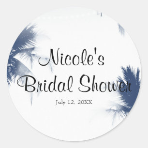 Palm Trees White Glamour Chic Modern Tropical Classic Round Sticker