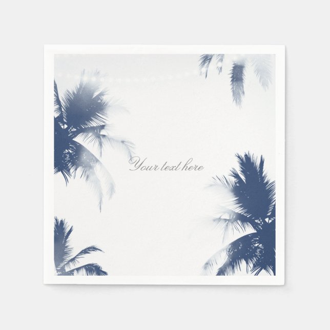 Palm Trees White Glamour Chic Modern Tropical Napkin (Front)