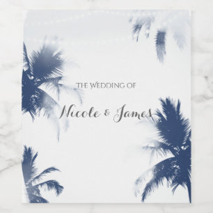 Palm Trees White Glamour Chic Modern Tropical Wine Label
