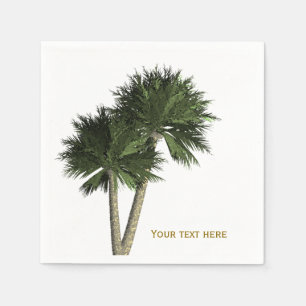 Palm Trees White & Gold Elegant Wedding Napkins