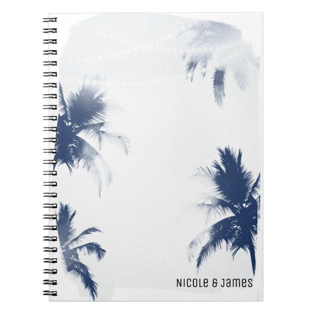 Palm Trees White Heat Glamour Chic Modern Tropical Notebook (Front)
