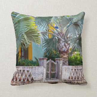 Palm Trees with Rustic Gate | Mexico Ceramic Cera Cushion
