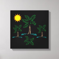 Palm Trees With Sun Canvas Art