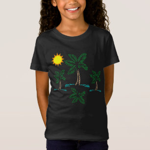 Palm Trees With Sun Girls Tee
