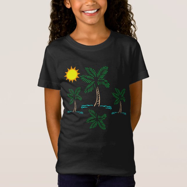 Palm Trees With Sun Girls Tee (Front)