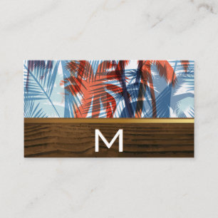 Palm Trees   Wood Grain Business Card