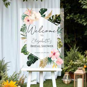 Palm Tropical Bridal Shower Acrylic Welcome Sign