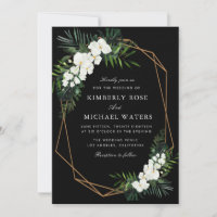 palm tropical floral geometric wedding invitation