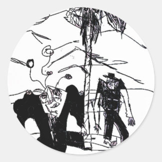 palm walker print classic round sticker