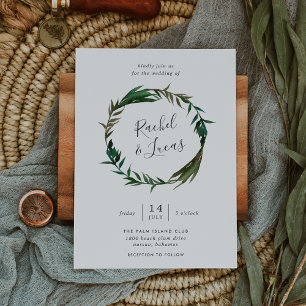 Palm Wreath Wedding Invitation
