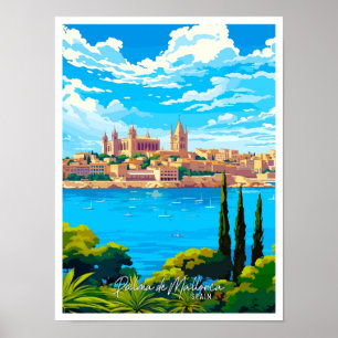 Palma de Mallorca Spain Art vintage travel Poster