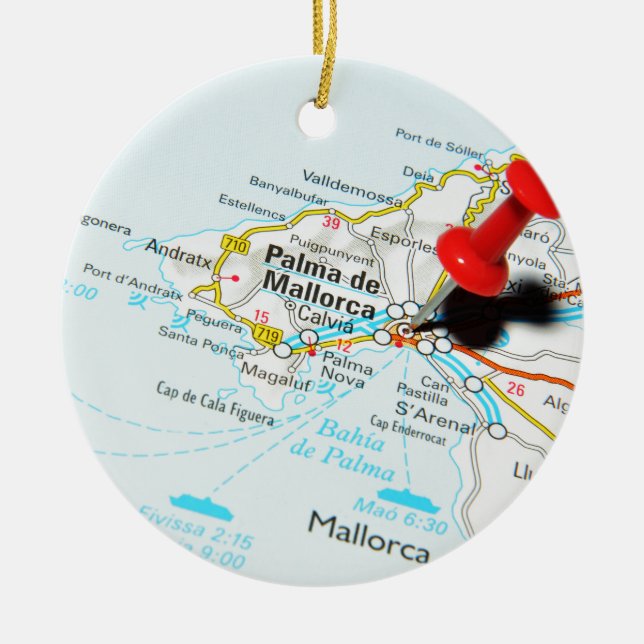 Palma de Mallorca, Spain Ceramic Tree Decoration (Front)