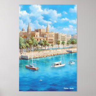 Palma Spain Vintage Travel  Poster