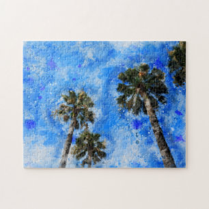 Palmen am blauen Himmel - Jigsaw Puzzle