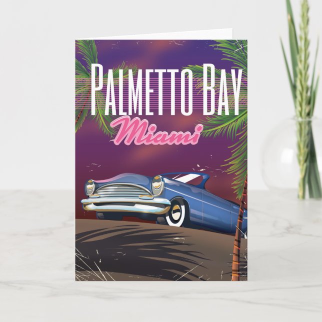 Palmetto Bay Florida USA 80s travel poster Holiday Card (Front)