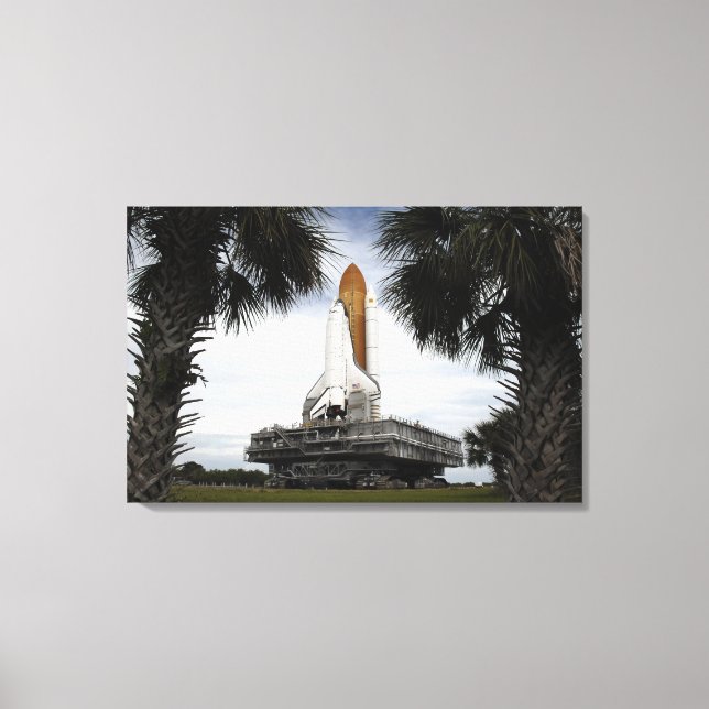 Palmetto trees frame space shuttle Endeavour Canvas Print (Front)