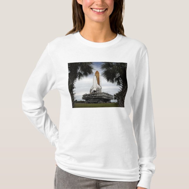 Palmetto trees frame space shuttle Endeavour T-Shirt (Front)