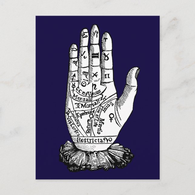 Palmistry Chart, 1885 Postcard (Front)