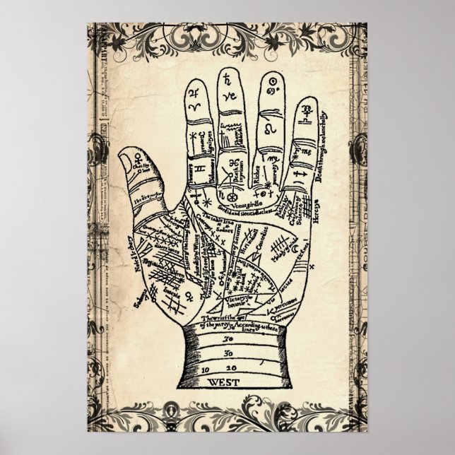 Palmistry Fortune Teller Hand Poster Print (Front)
