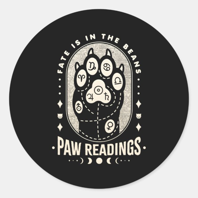 Palmistry Kawaii Cat Paw Palm Reading Psychic Read Classic Round Sticker (Front)