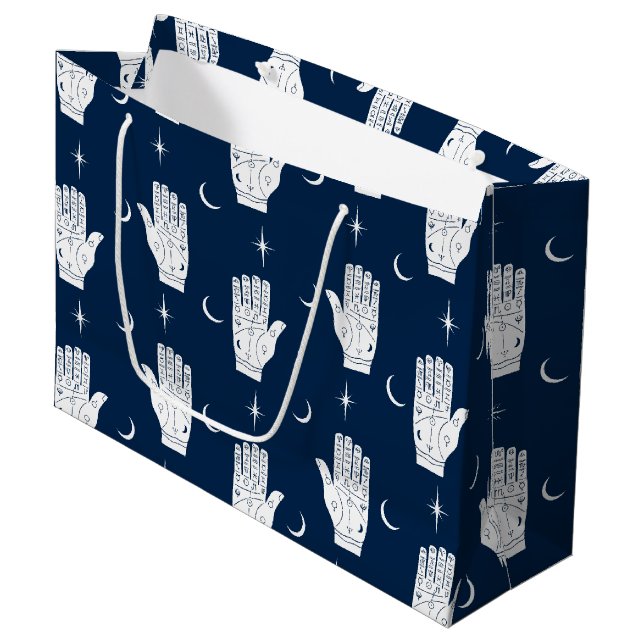 Palmistry Large Gift Bag With Chiromancy Hands (Front Angled)