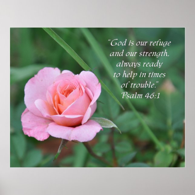 Palms 46:1 Rose Encouragement Poster (Front)