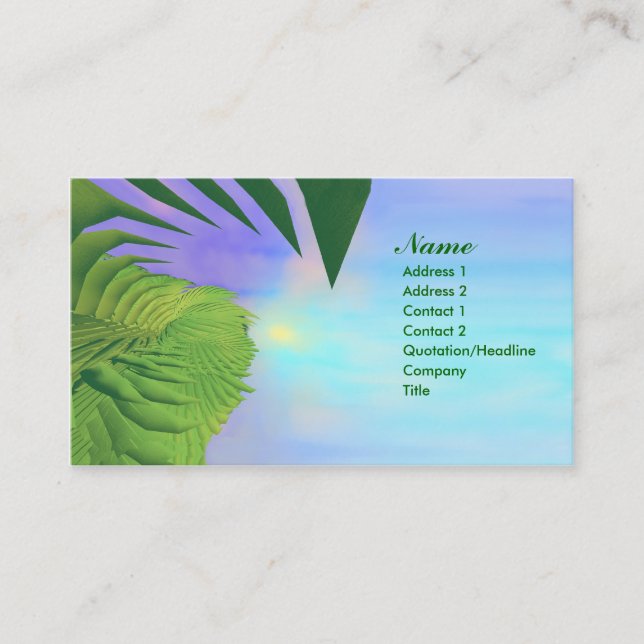 Palms Above Business Card (Front)