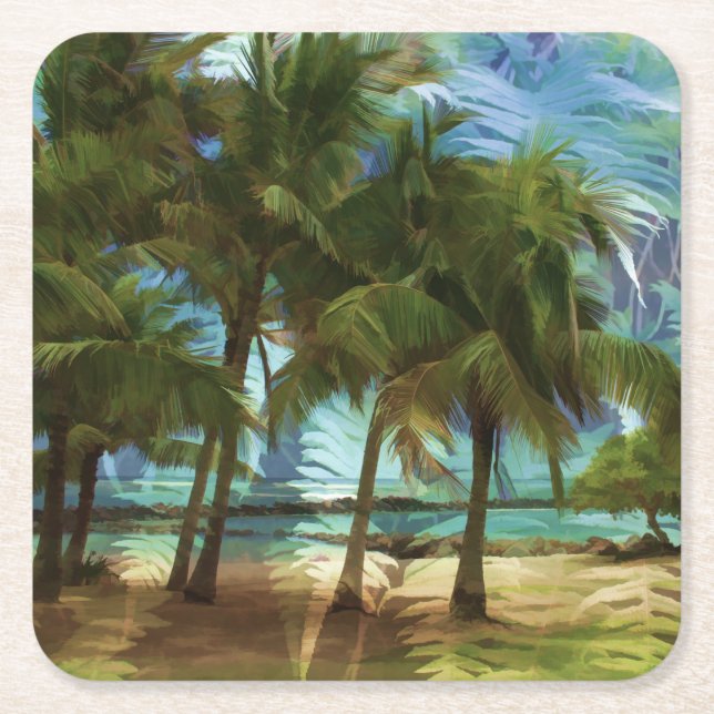 Palms and Ferns  Paper Coaster (Front)