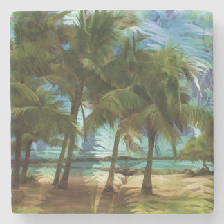 Palms and Ferns Stone Coaster
