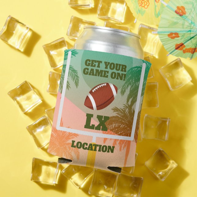 Palms and Football Uprights Game Day Can Cooler (In Situ Summer)