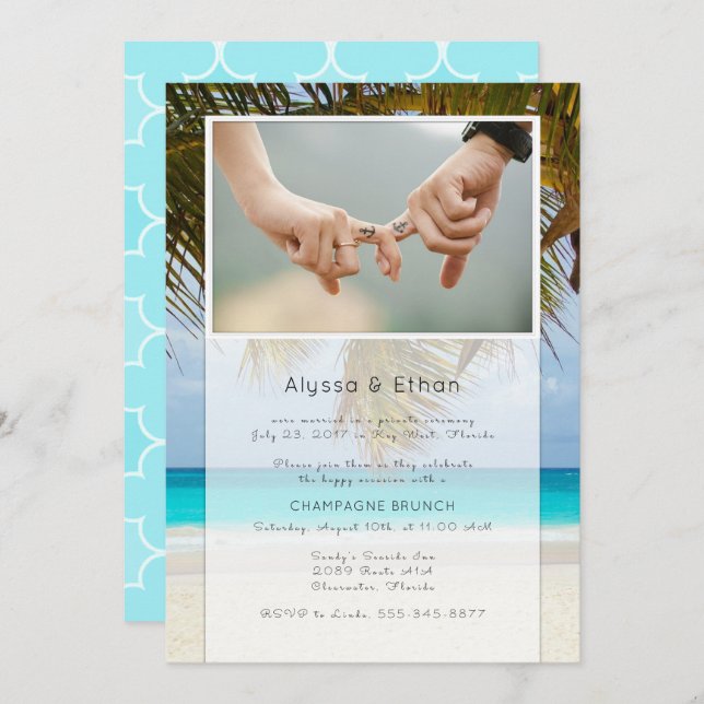 Palms and Sea Photo Marriage Announcement (Front/Back)