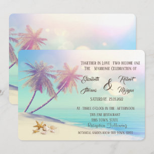 Palms Beach Seashells Wedding Invitation