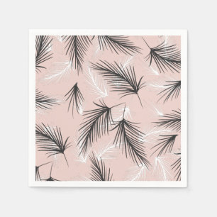 Palms Black White Earthy Tone Pink   Napkin