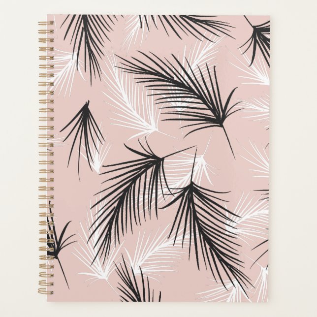 Palms Black White Earthy Tone Pink    Planner (Front)