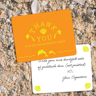 Palms & Dolphins Orange & Yellow Personalized Thank You Card
