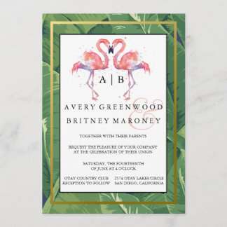 Palms & Flamingos Wedding Invitation